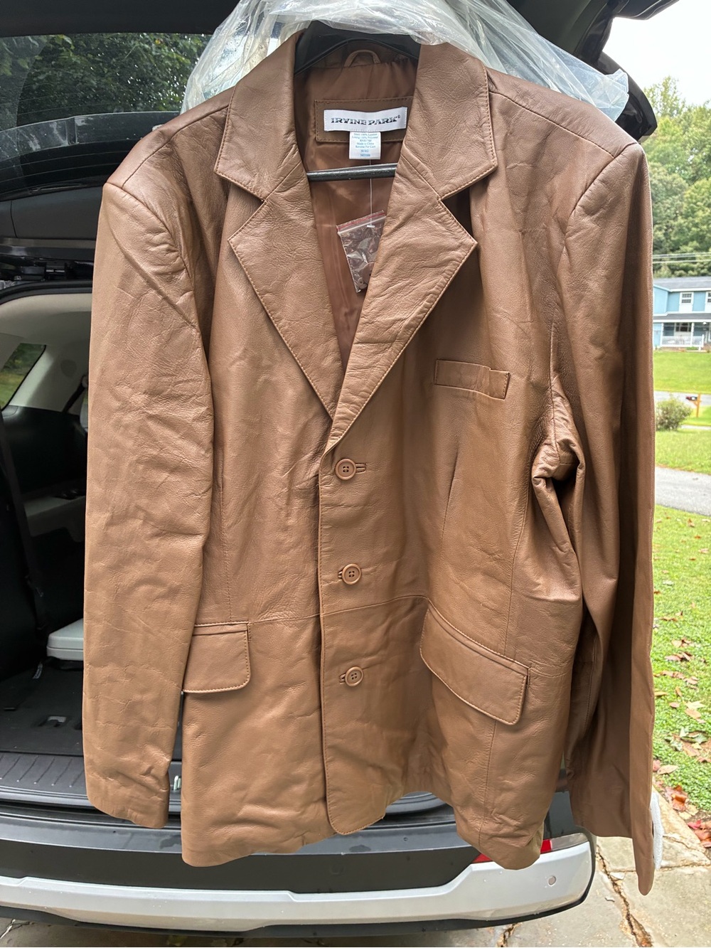 NWT Irvine Park Brown Leather Jacket Size 50
